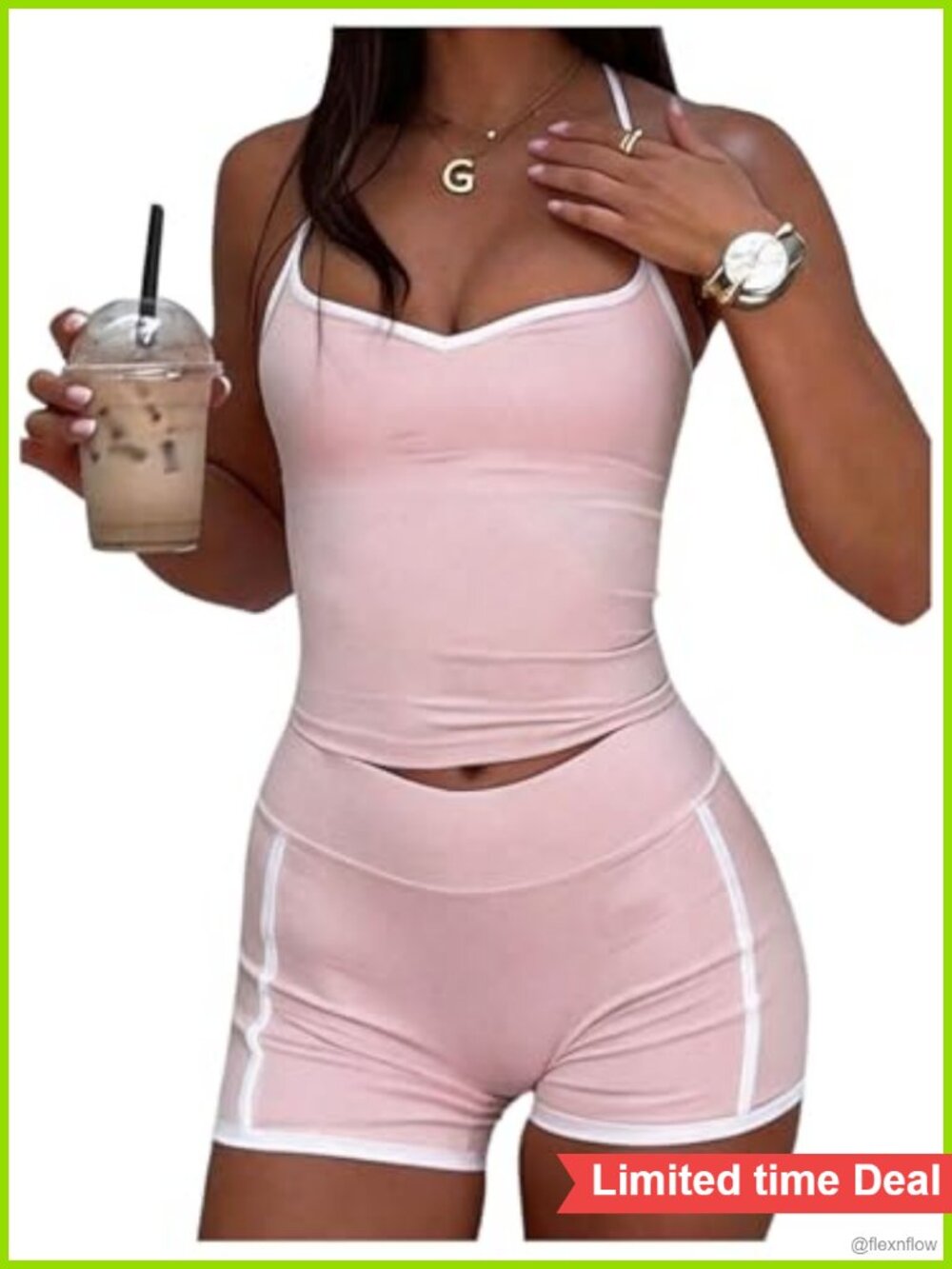 Women's Workout Set Sleeveless Crop Tank Top and Micro Shorts Fitted